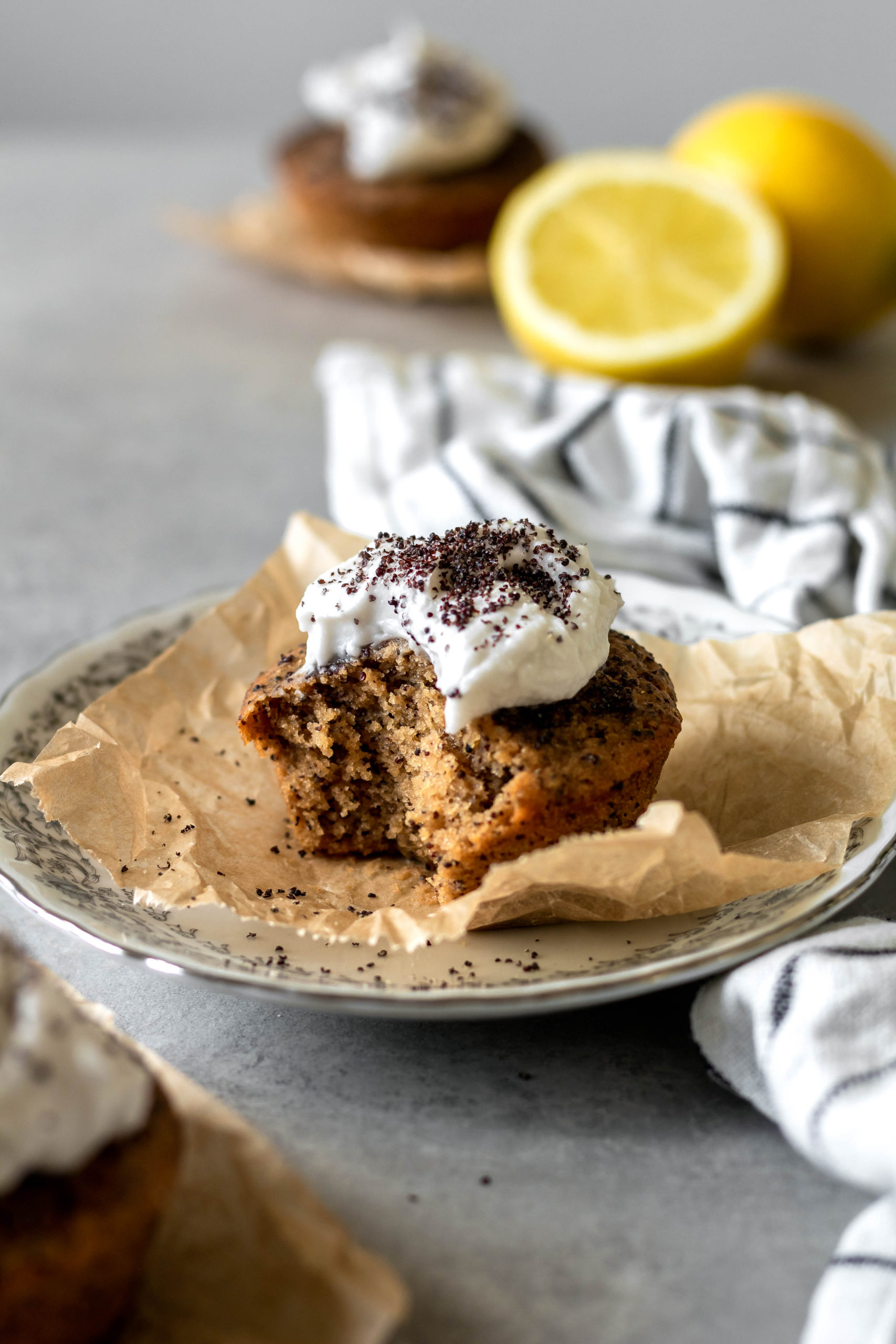 lemon poppy seed muffin with coconut cream