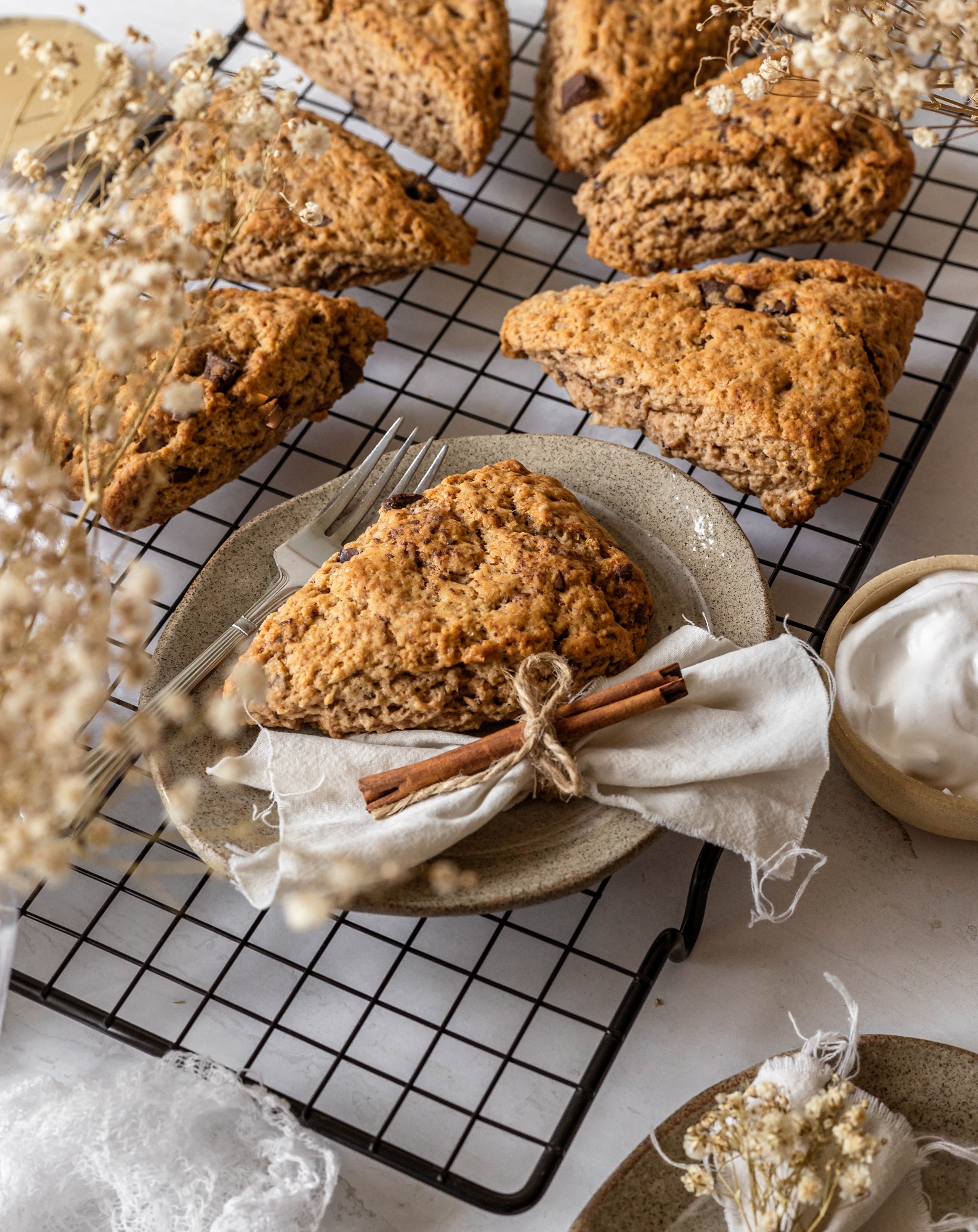 easy banana bread scones on the plate